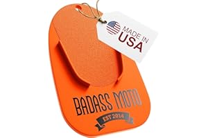 Badass Moto Motorcycle Kickstand Pad - Kickstand Plate - Kick Stand Puck - Motorbike Parking Coaster - Motor Cycle Stand Pad for Harley Davidson Accessories Motorcycle Gifts Kickstand Support Orange