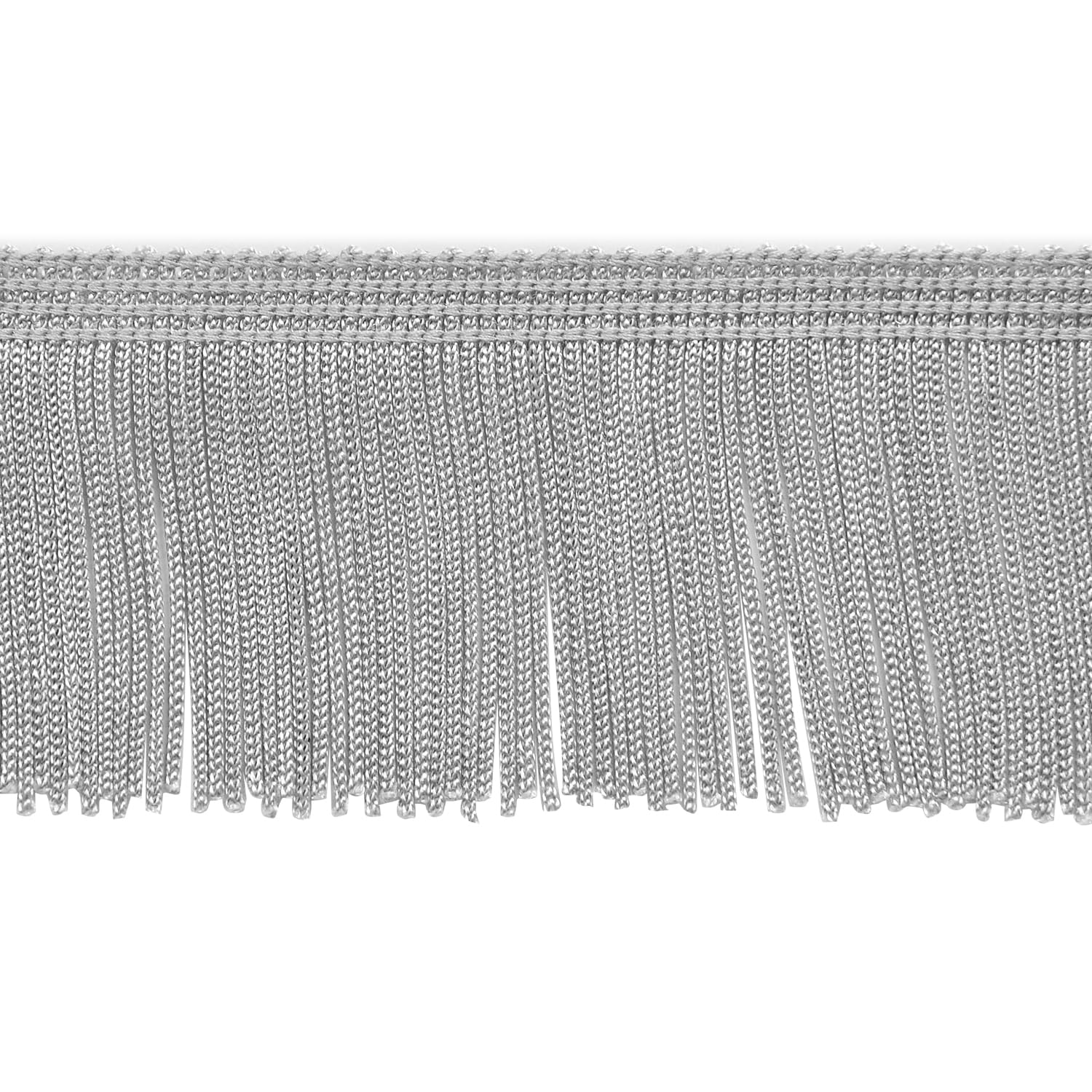 Trims by the Yard 2" Chainette Fringe Trim, Polyester-Made Decorative Fringe Trim, Versatile Fringes for Costumes, Uniforms, Home Decor, and Party Decorations, 5 yards, Gray