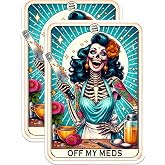 (2 Packs) Off My Meds Tarot Card Stickers - Funny Sassy Sarcastic Decals - 5 Inches On Longest Side - Premium Vinyl Decal - Sticks to Any Smooth Flat Surface - Made in USA - BMCS2459