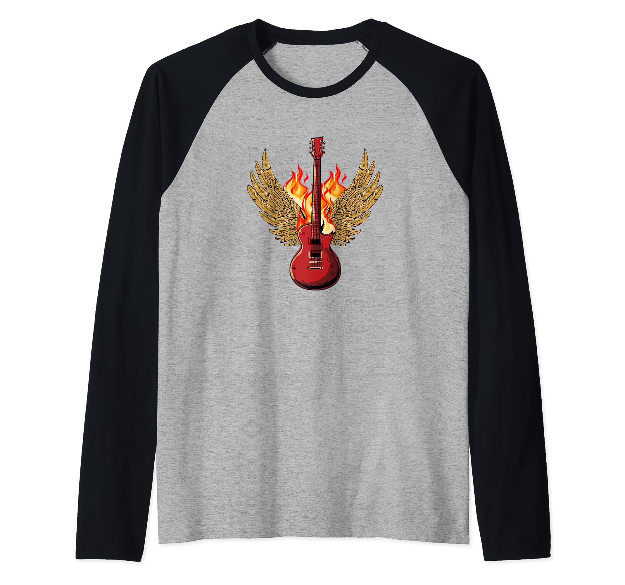 Electric Guitar Musician - E-Guitar Wings Rock Guitarist Raglan Baseball Tee