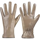 alqqas Winter Fashion Leather Gloves for Women, Warm Cashmere Lining Touchscreen Texting Driving Dress Gloves