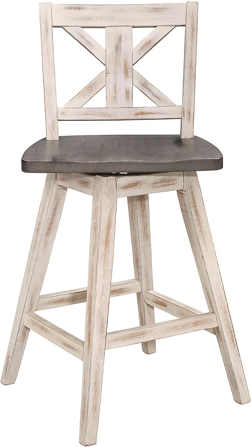 Homelegance Barstool (Set of 2) Amsonia Counter Height Swivel Stool (2 Pack), White: Furniture & Decor