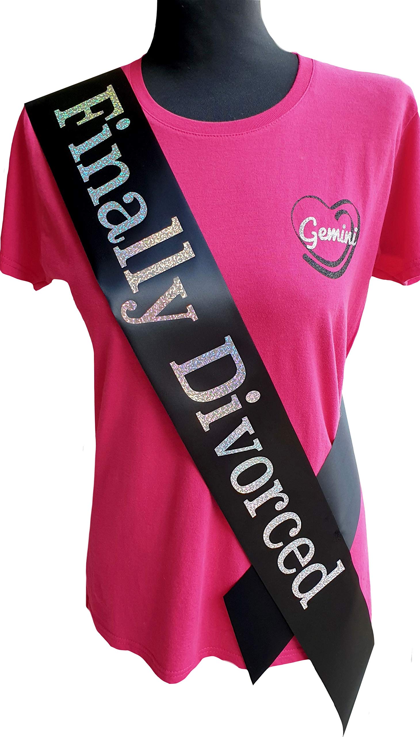Gemini Ribbons - Finally Divorced Sash - Holographic - Party - Womens - Gift - Outfit - Divorce Party
