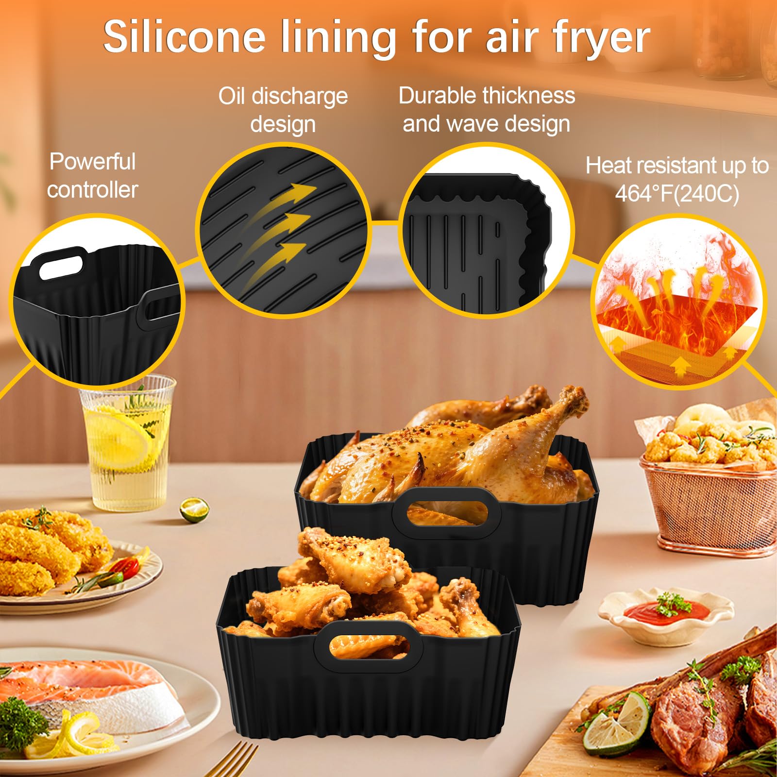 Airfryer Zubehör für COSORI Heißluftfritteuse Zubehör Dual Zone 8.5 L,Wiederverwendbares Airfryer Zubehör Einschließlich Silikonformen, Grillrost, Brotbackformen für COSORI CAF-R901-AE Airfryer 4