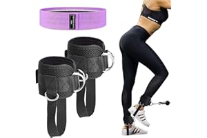LUCKJOY Ankle Straps for Cable Machine Glute Kickbacks, Adjustable Comfort fit Men Women Leg Workout Strap (Pair)