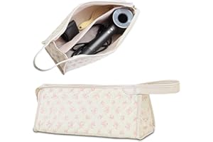 GISMTR Quilted Travel Case Compatible with Dyson Airwrap & Shark Flexstyle, Cotton Floral Carrying Storage Bag for Dyson Hair Dryer and Attachments, Cute Portable Organizer with Handle