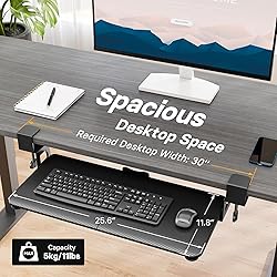 BONTEC Under Desk Keyboard Tray, 30" Slide-Out