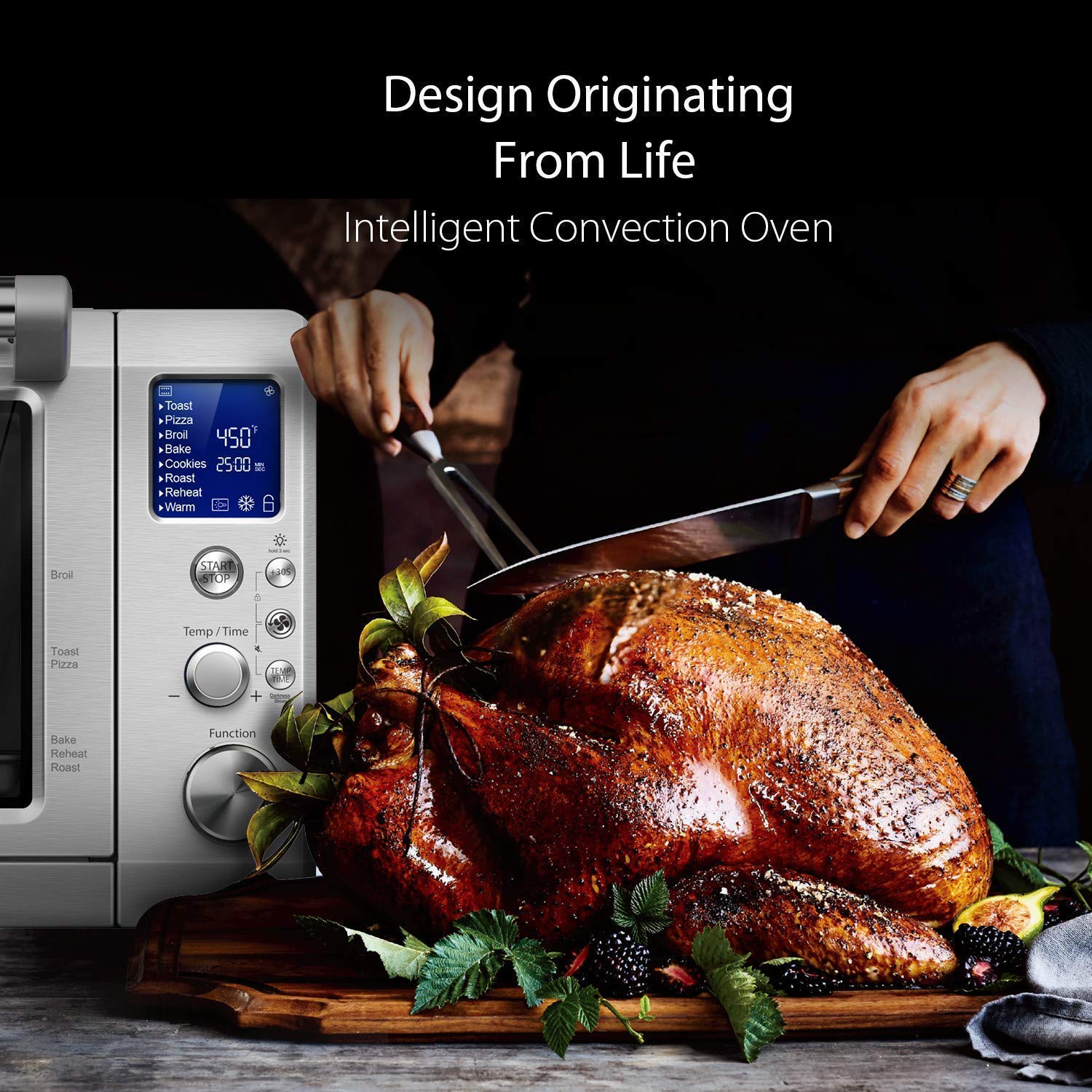 Willsence Toaster Oven Convection Countertop Oven Stainless Steel 4 Slice Digital LCD Display