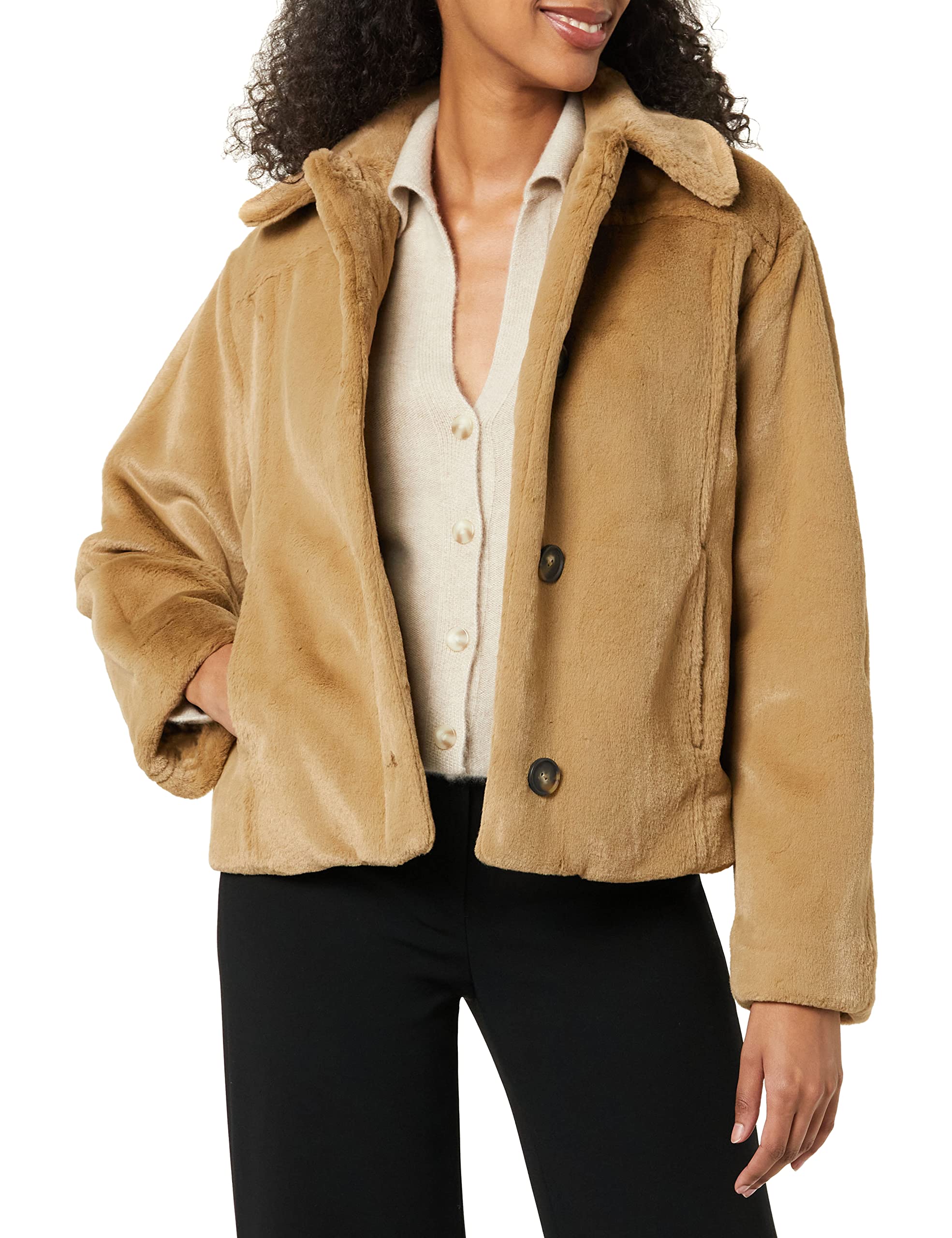 Photo 1 of Vince Womens Faux Fur Trucker Jacket, SAND SHELL, X-LARGE