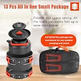 Aandyou Camping Cookware Set 13 Pcs Nonstick Pot Pan Kettle 2-3 People Orange view 2
