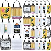 24 Pcs Teacher Gift Bags Bulk Teacher Appreciation Gift Pencil Crayon Non Woven Bag Bulk Notebook Composition Reusable Treat Bag for Women Employee Coworker Office Student Classroom Supplies