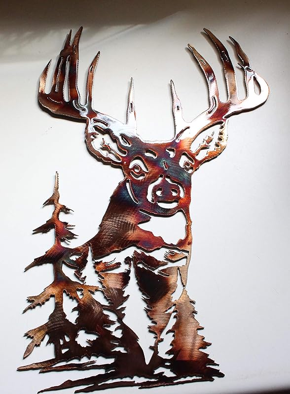 Whitetail Deer Metal Wall Art 19" x 15" Handmade