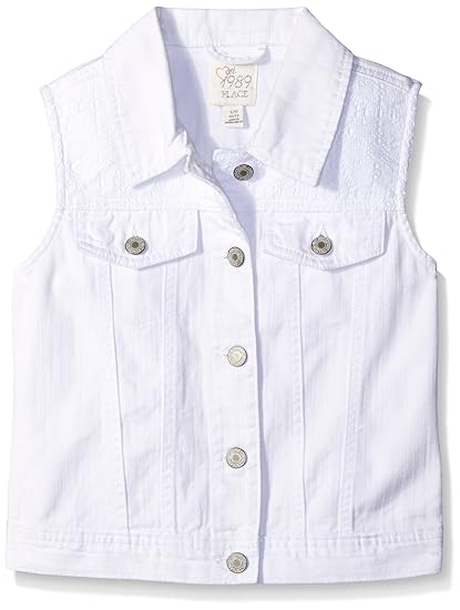 girls white denim vest