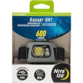 Nite Ize Radiant RH1 PowerSwitch Rechargeable Headlamp - Headlamp with Red Mode for Camping &amp; Hiking - Rechargeable Battery - Hands-Free Light with 6 Modes Plus Lockout - Impact Resistant &amp; IPX4 Rated