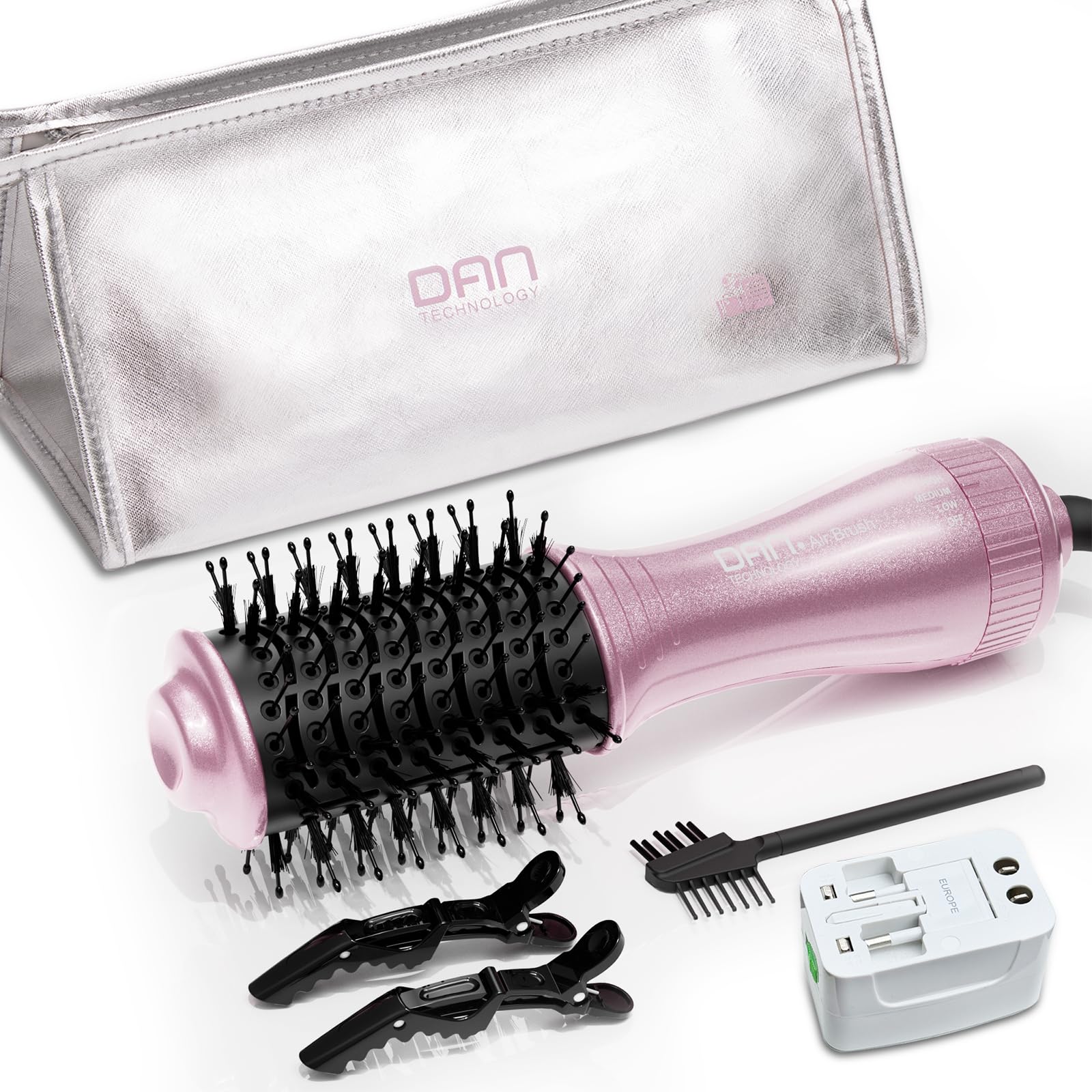 Photo 1 of DAN Dual Voltage Hair Dryer Brush,2 inch Blow Dryer Brush,110V-120V/220V-240V Automatic Dual Voltage,Small Brush Hair dryers with Multifunctional Conversion Plug,for European and Travel Use