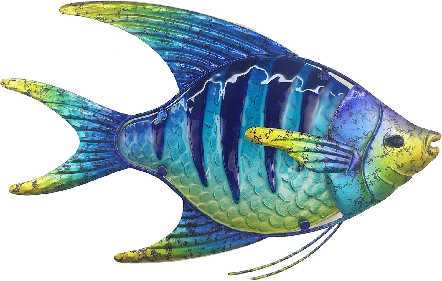 Plaques & Wall Art - JOYBee 16.25Inch Large Metal Fish Wall Art Décor -Christmas Decorations-Perfect For Coastal，Nautical，Beach Or Boat-Decorations for Indoor Outdoor Kitchen Bathroom Patio Pool or Porch(Blue)