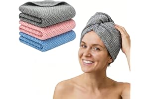 FIONSUN 3 Pack Hair Towel Wrap for Women - Super Absorbent Microfiber Hair Towels for Quick Drying - Anti-Frizz Microfiber To