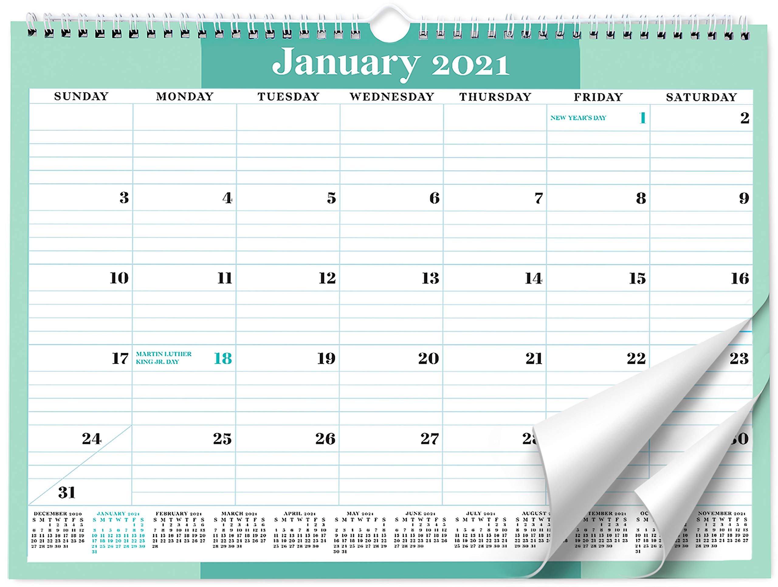 Sweetzer &amp; Orange 2021 Calendar. 18 Month Office Wall Calendar Jan 2021-June 2022 - Mint Business Design Monthly Planner, Daily Wall Calendars for Office Organization. 11.5 x 15 Inch Hanging Wall