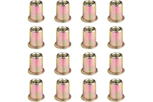 Tkiaea Rivet Nut, 25Pcs 3/8''-16UNC Rivnut Carbon Steel Flat Head Threaded Insert Nut
