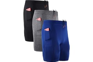 NELEUS Men's 3 Pack Running Compression Shorts with Pockets