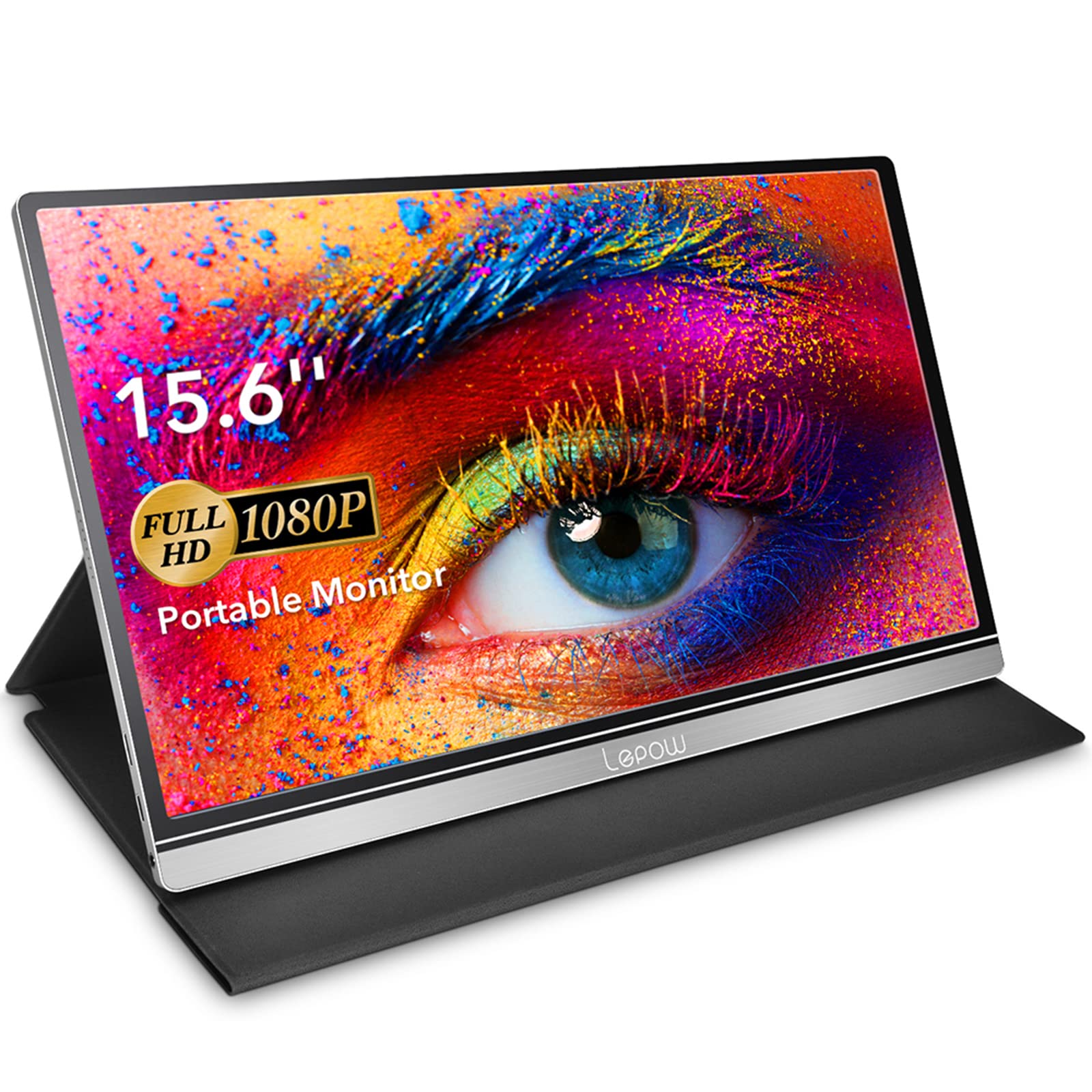 Lepow Portable Monitor Z1-Gamut Laptop Display 15.6'' FHD [Improved Color Gamut] IPS 1080P Ultra-Slim Type-C & HDMI Travel Monitor, Dual Speakers, Ideal for Laptops PCs Phones Switch PS4/3 Xbo