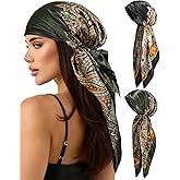 AWAYTR Pretied Head Scarf for Women - 2 Pack Chemo Patients Headwear Cancer Hair Loss Scarf Head Wrap Cover Hat Turban Cover