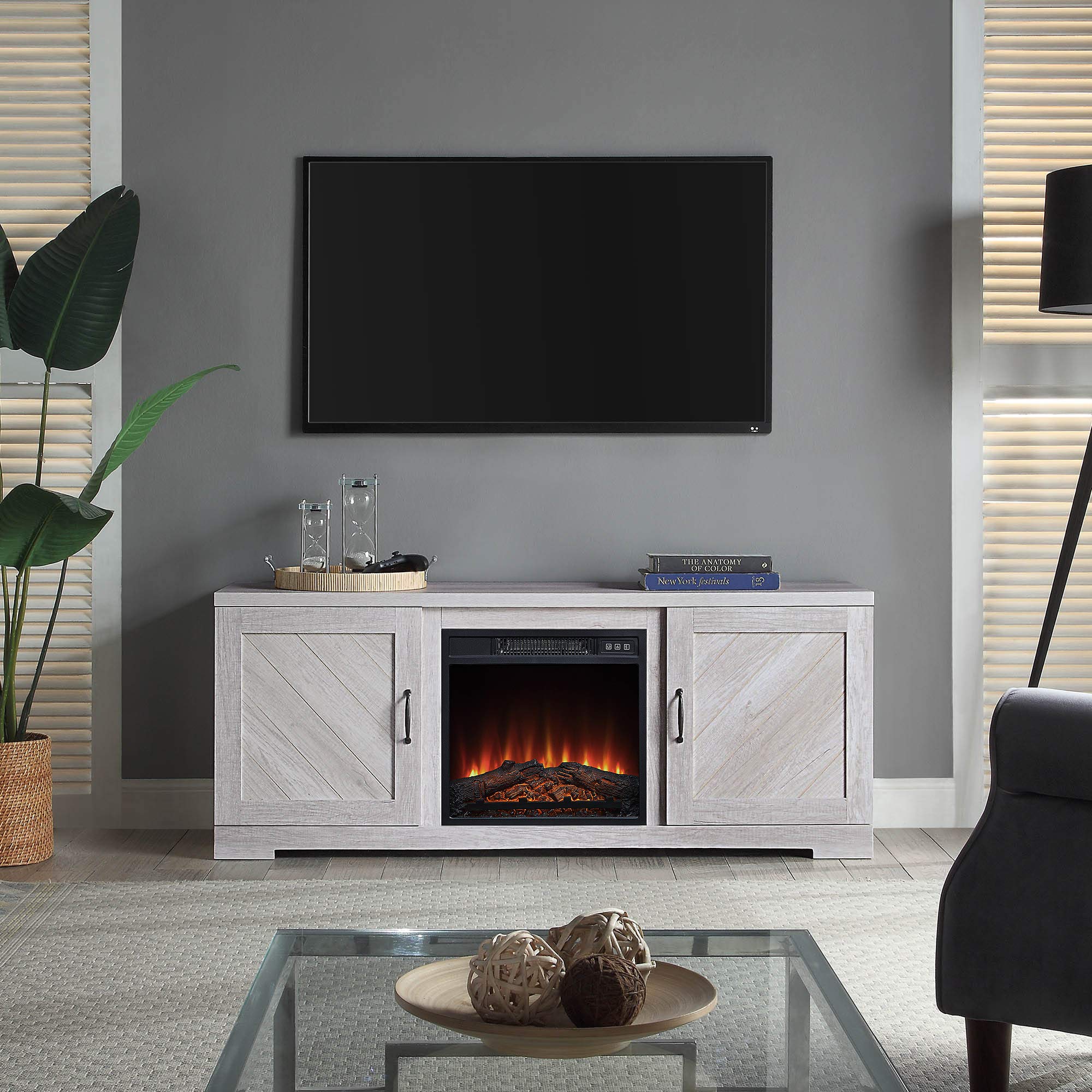 Buy BELLEZE Modern 58 Inch Farmhouse TV Stand with 18 Inch Electric