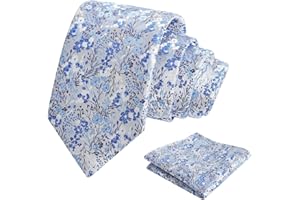 Alizeal Mens 3.15inch Delicate Colorful Floral Tie with Garden Flower Print Pocket Square