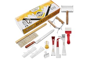 Honey Keeper 12-Piece Beekeeping Tool Kit - Essential Starter Supplies for Beginner Beekeepers