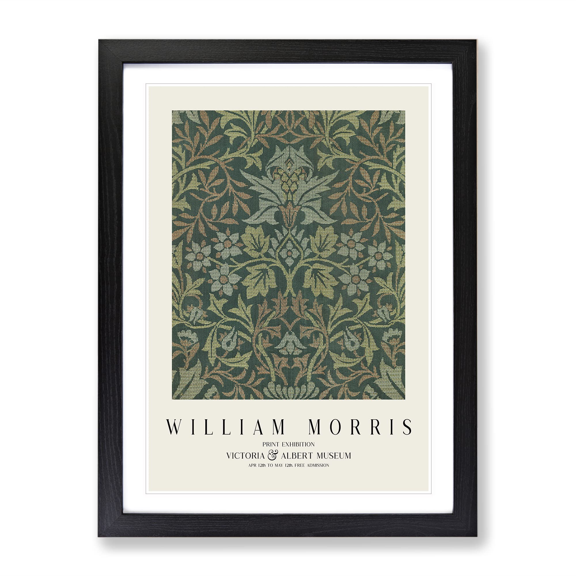 Flower Garden Vol.2 By William Morris Exhibition Museum Painting Framed Wall Art Print, Ready to Hang Picture for Living Room Bedroom Home Office Décor, Black A3 (34 x 46 cm)
