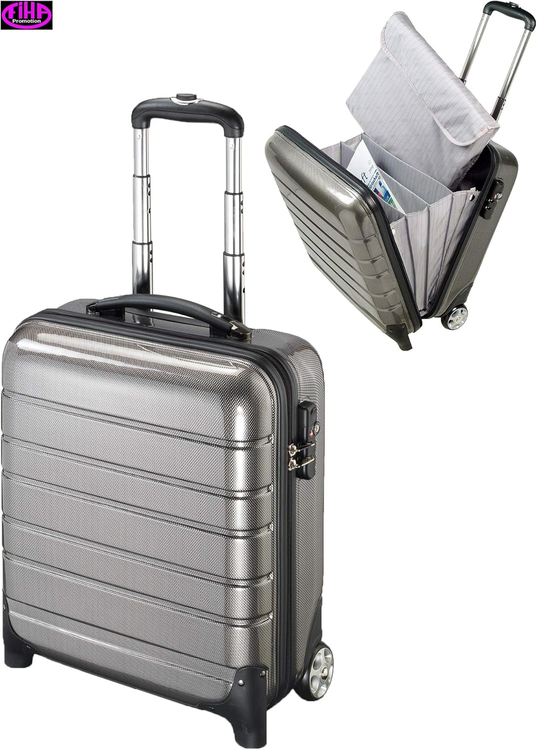 Business Trolley, Laptopkoffer, Laptopkoffer mit Rollen, klappbar, hochwertiges Polycarbonat