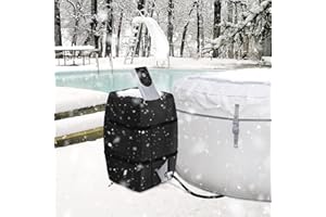 Bitubi Hot Tub Spa Heater Pump Winter Cover, Waterproof Heavy Duty Hot Tub Insulated Pump Cover with Plush Lining for Most Inflatable Hot Tub Spa Heater Pump on Market (Black,Cover only)