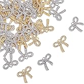 40/60PCs Metal Enamel & Rhinestone Bow Charms for Jewelry Making, Silver & Gold Plated Bow Charms for Bracelets Keychains