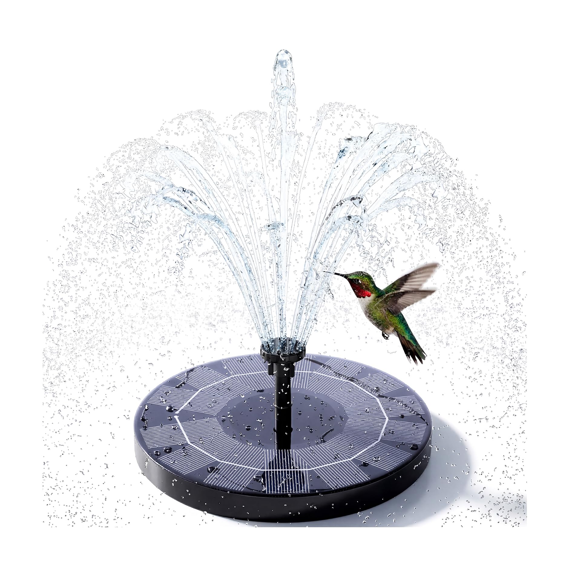 AISITIN 2.5W Outdoor Floating Solar Fountain, Solar Pond Pump and 6 Nozzles, Solar Water Feature for Bird Bath Aquarium Garden Fountain