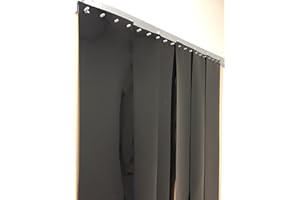 Strivide - Strip Door Curtain - 42 in. (3 ft) Width X 80 in. (6ft 8 in) Height - Black Opaque Smooth 8 in. Strips with 50% Overlap