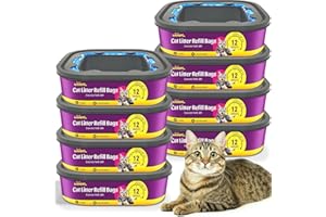 WOOANT Cat Litter Refill Bags Cartridge 8 Pack 24FT, Compatible with Pet Genie Standard/Plus/Style Pail Refills, 7-Layer Odor Control & Leak-Proof Waste Bags, Lasts Up to 96 Weeks
