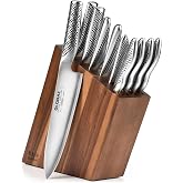 Global 11 Piece Knife Set with Acacia Block