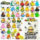 51 Pcs Jeep Ducks for Ducking,50 Rubber Ducks+1 Duck Bag+50 Tags Cards+50 Rubber Bands, Toddler Baby Party Favors