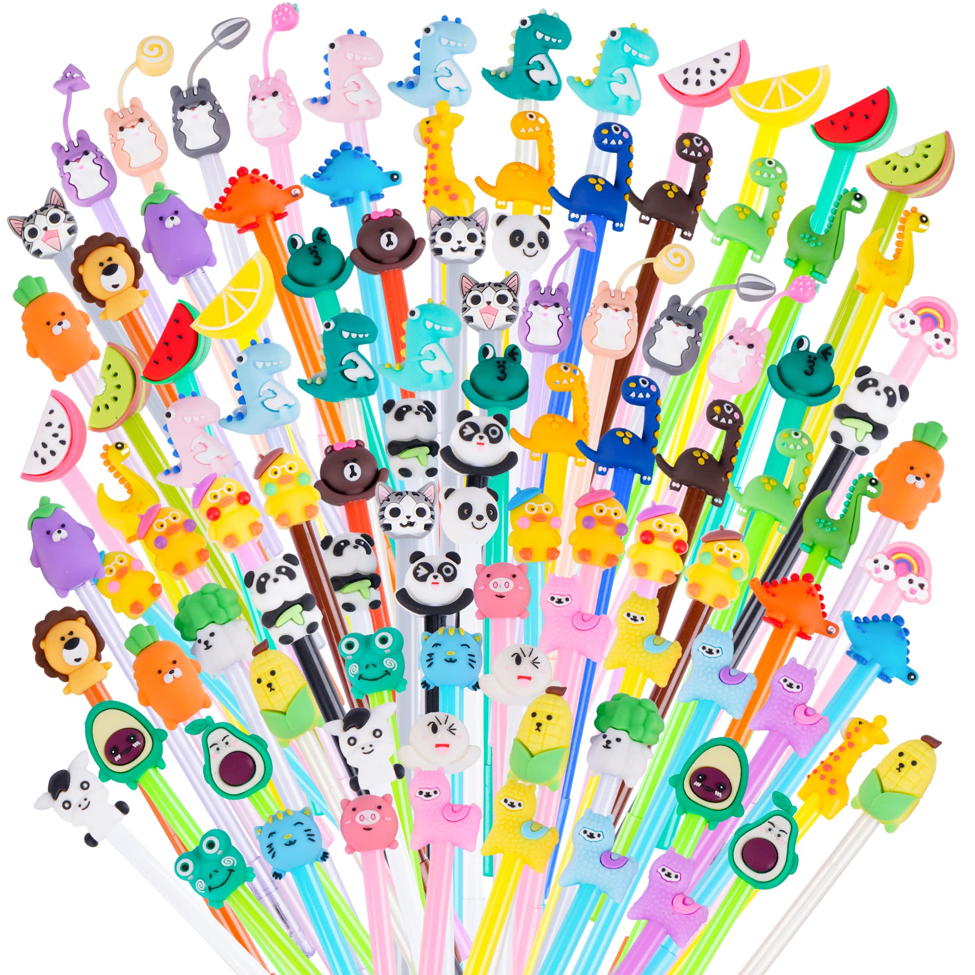Photo 1 of SAIWEILAI ONLINE 100 Pieces Kawaii Pens Cartoon Fun Pens Cute Animal Dinosaur Pen Black Gel Ink Writing Pen for Students Home Office School Supplies,50 Styles