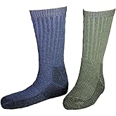 Woolrich Unisex Ultimate Wool Crew - 2 Pack Crew Socks Denim/Green L