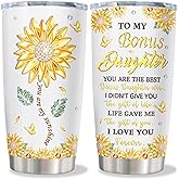 Fusui Bonus Daughter Gifts, Christmas Birthday Gift for Bonus Daughter, Step Daughters Gifts from Stepdad/Stepmom, To My Unbiological Daughters Valentines/Mothers Day Stainless Steel Tumbler 20oz