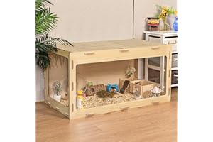 COZIWOW Wooden Hamster Cage Chewproof, Bigger World - 32" Large Hamster Cages and Habitats, Openable Top & 3 Side Acrylic Sheets, Small Animal Cage Pet House for Syrian Dwarf Guinea Pig Chinchilla