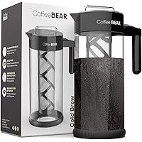 Coffee Bear – Cold Brew Coffee Maker and Tea Brewer, Borosilicate Glass Pitcher with Mesh Filter, 1.3L (44oz)