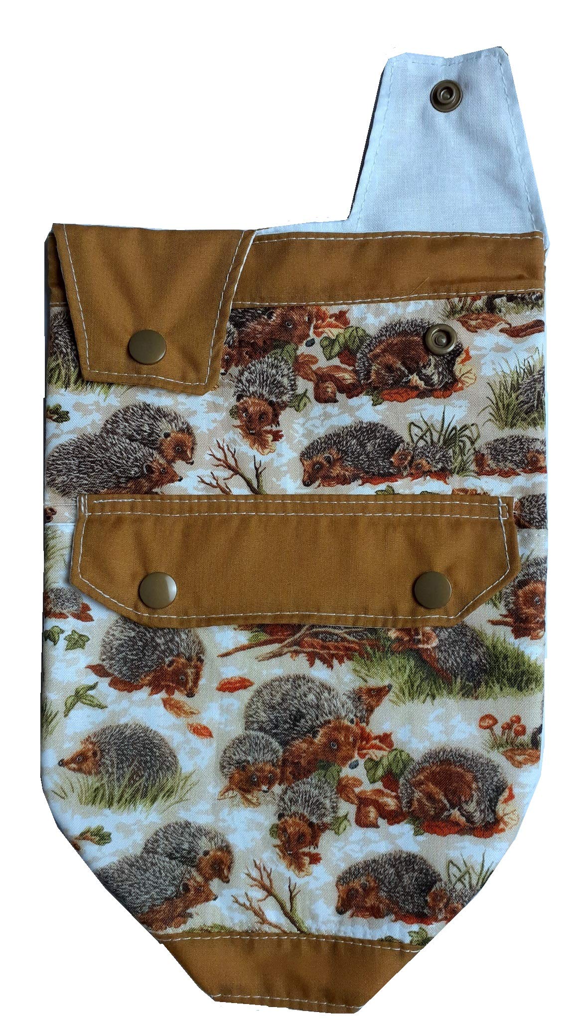 Catheter Peg Bag Cover with a Pocket. Drainage Bag Covers (500 ml). Hedgehogs Pattern. Nutex. 100% Cotton.