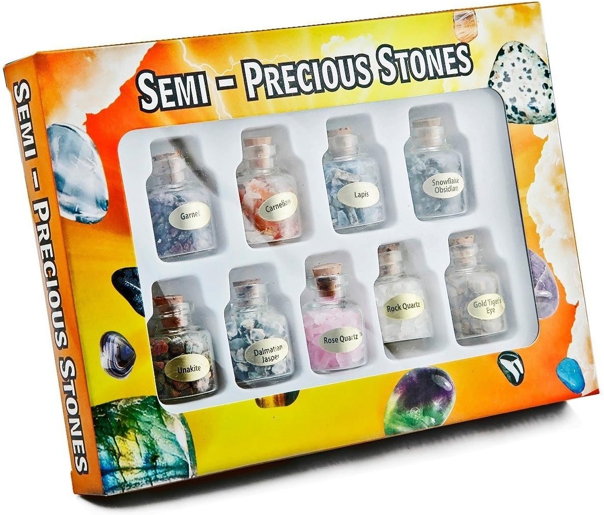 mookaitedecor 9pcs Natural Crushed Crystal Chips Stones Bottles Mini Crystal Wishing Bottles for Reiki Healing Spell Jars Crystals Small Tumbled Stones Healing Crystals Set Crystals Collection - Image 3
