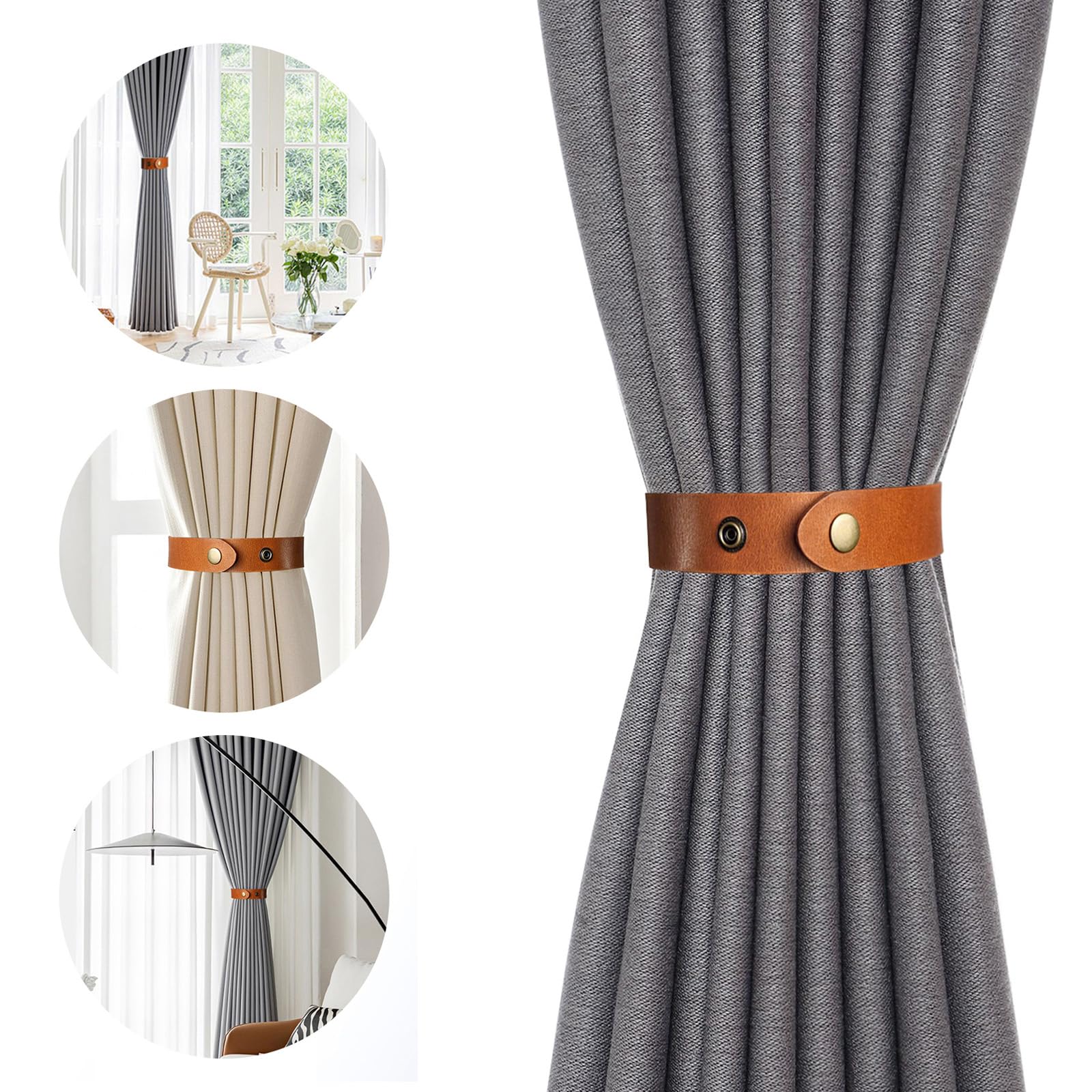 Curtain Tiebacks Holdbacks Rope Tie Hold Backs Back Clips Hooks Holder Accessories for Curtains, 2 Pcs Brown