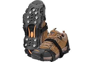 NULLYDA Crampons Ice Cleats for Shoes and Boots, Silicone Stainless Steel Grippers with 10 Stainless Steel Spikes Traction Cleats for Ice and Snow for Winter Walking, Hiking, Climbing, and Fishing