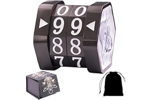 ALOBGHDC Metal MTG Life Counter Wheel Metal Magic Life Counter MTG Health Tracker with High Grade Gift Box Package for Board Games, Cards Games, TTRPGs, Compatible with MTGs(Black Nickel_White)
