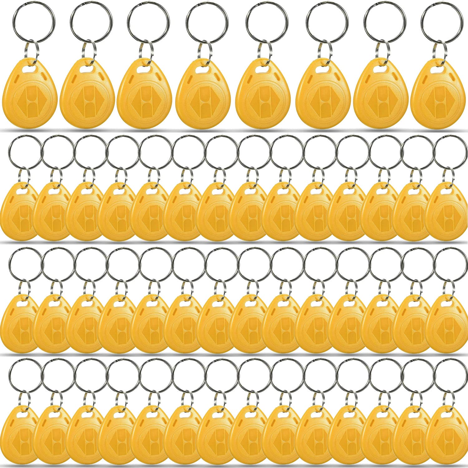 50 X Yellow RFID Tags Key fobs - 125Khz READ ONLY Proximity ID Card Token Access Control | By UMTMedia®