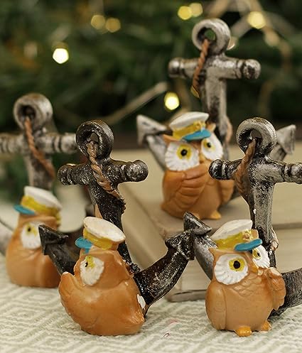 TIED RIBBONS Decorative Feng Shui Owls Figurine Showpieces for Wall Shelves Table Living Room Bedroom Home Decorations (Pack of 4)